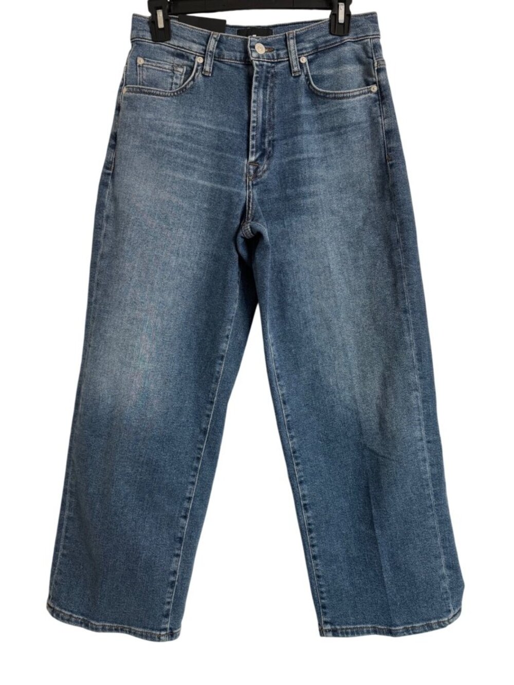 7 For All Man Kind Size 27 Stovepipe Straight Ankle Oceanstone NWT $228 Wide Leg - Picture 3 of 16